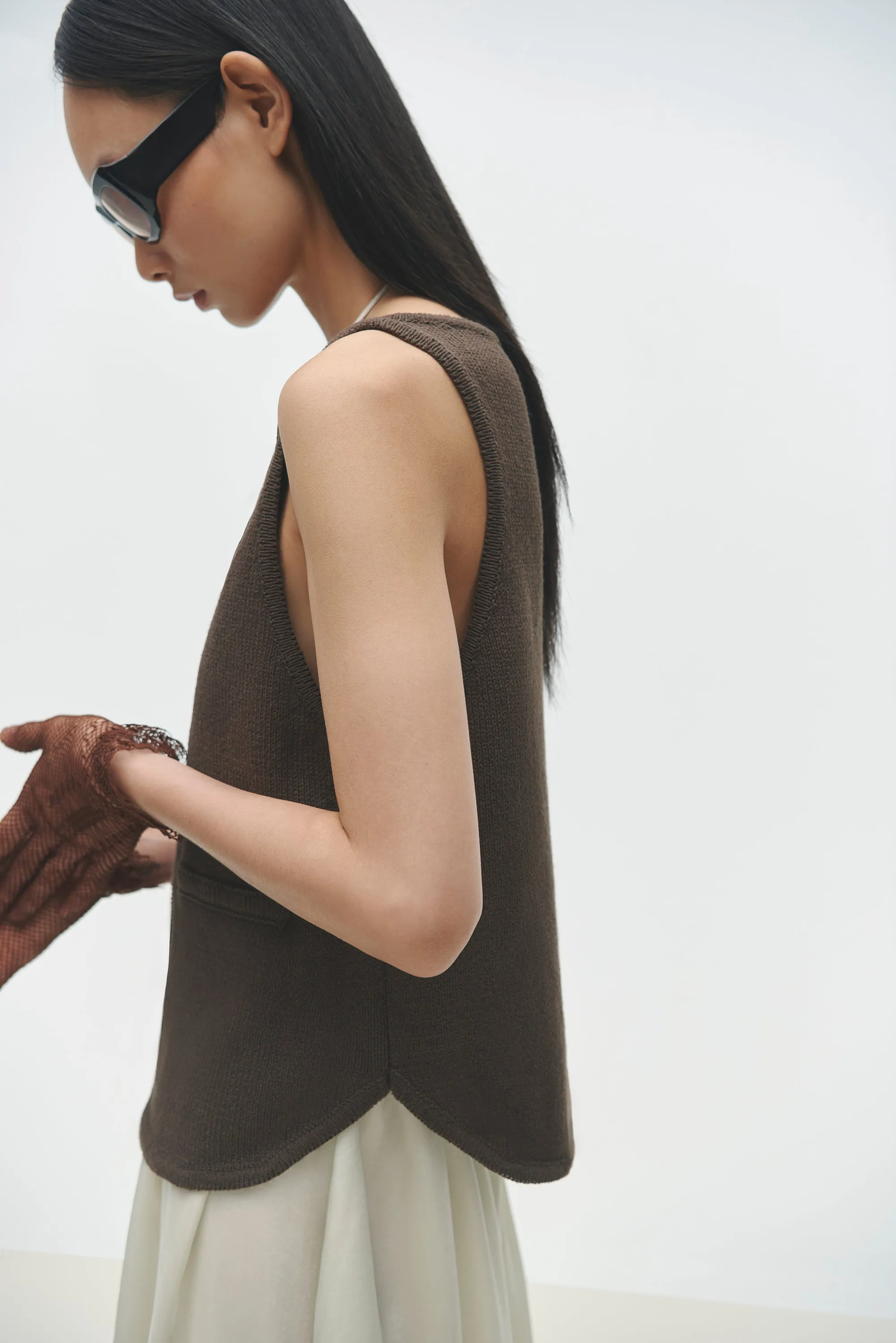 BOAT-NECK WAISTCOAT BROWN sold by Cordera product image thumbnail 3