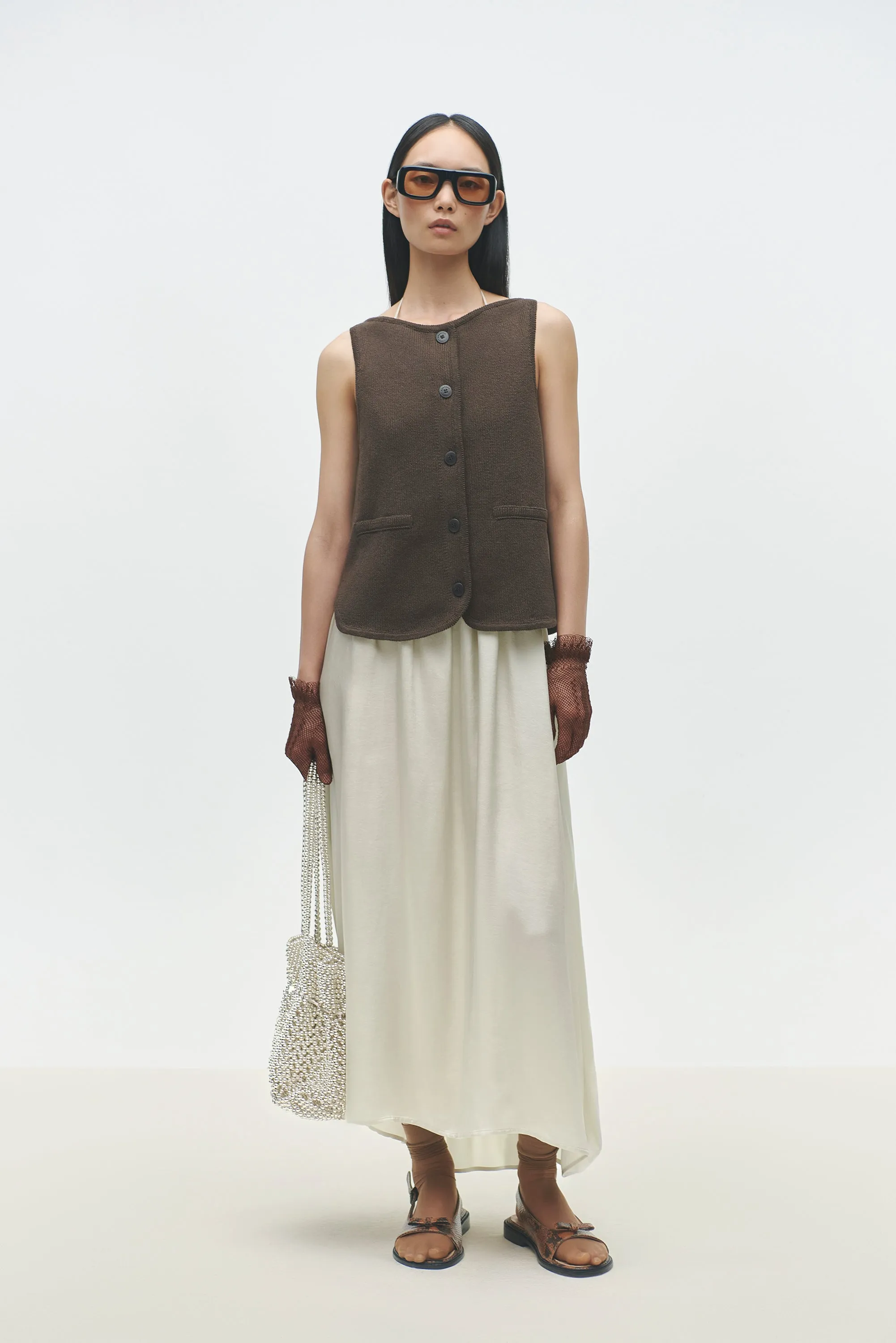 BOAT-NECK WAISTCOAT BROWN sold by Cordera