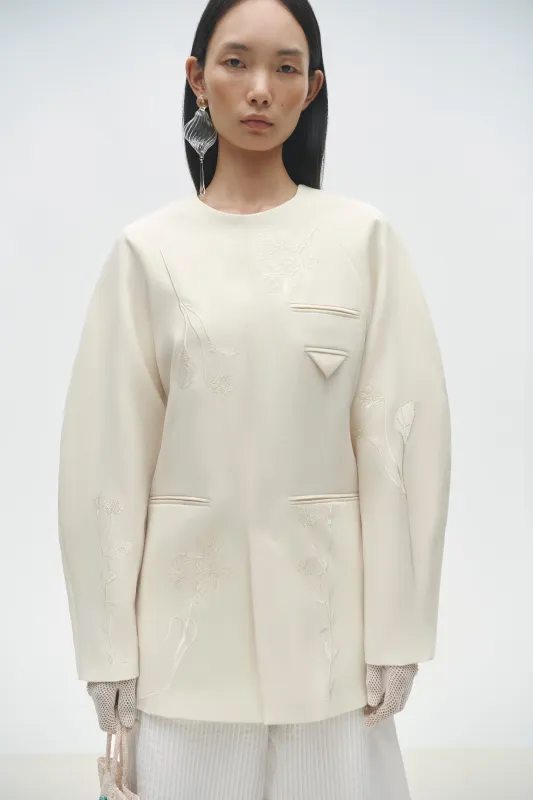 FLORAL DESTRUCTURED BLAZER NATURAL made by Cordera