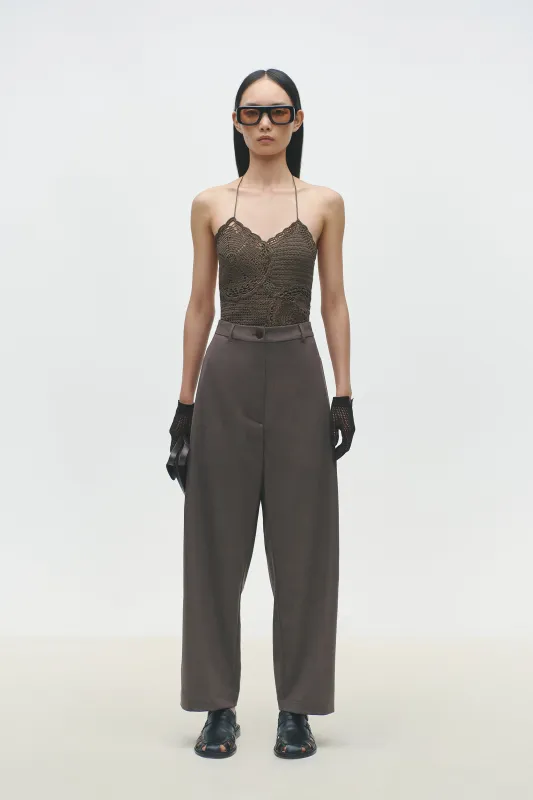 WIDE LEG PANTS DEEP TAUPE made by Cordera