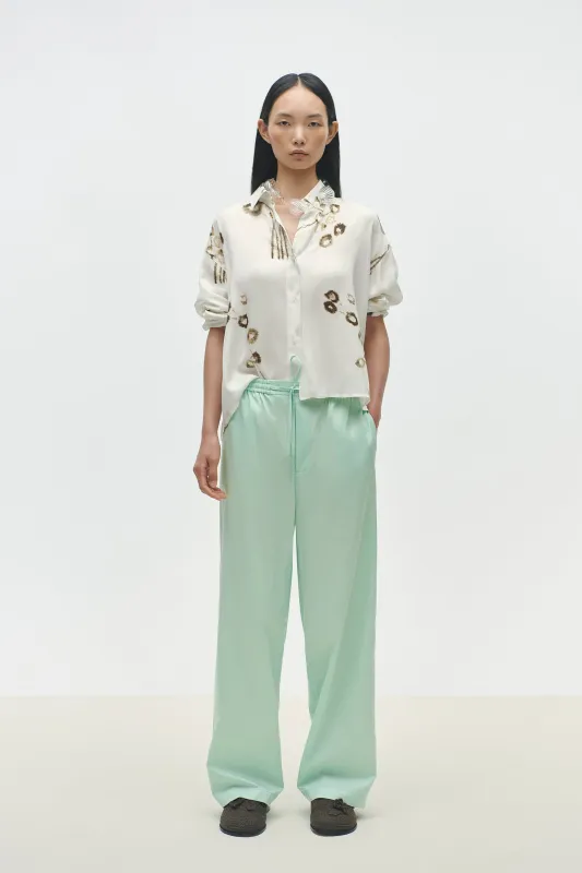 COTTON RELAXED PANTS BROOK GREEN sold by Cordera