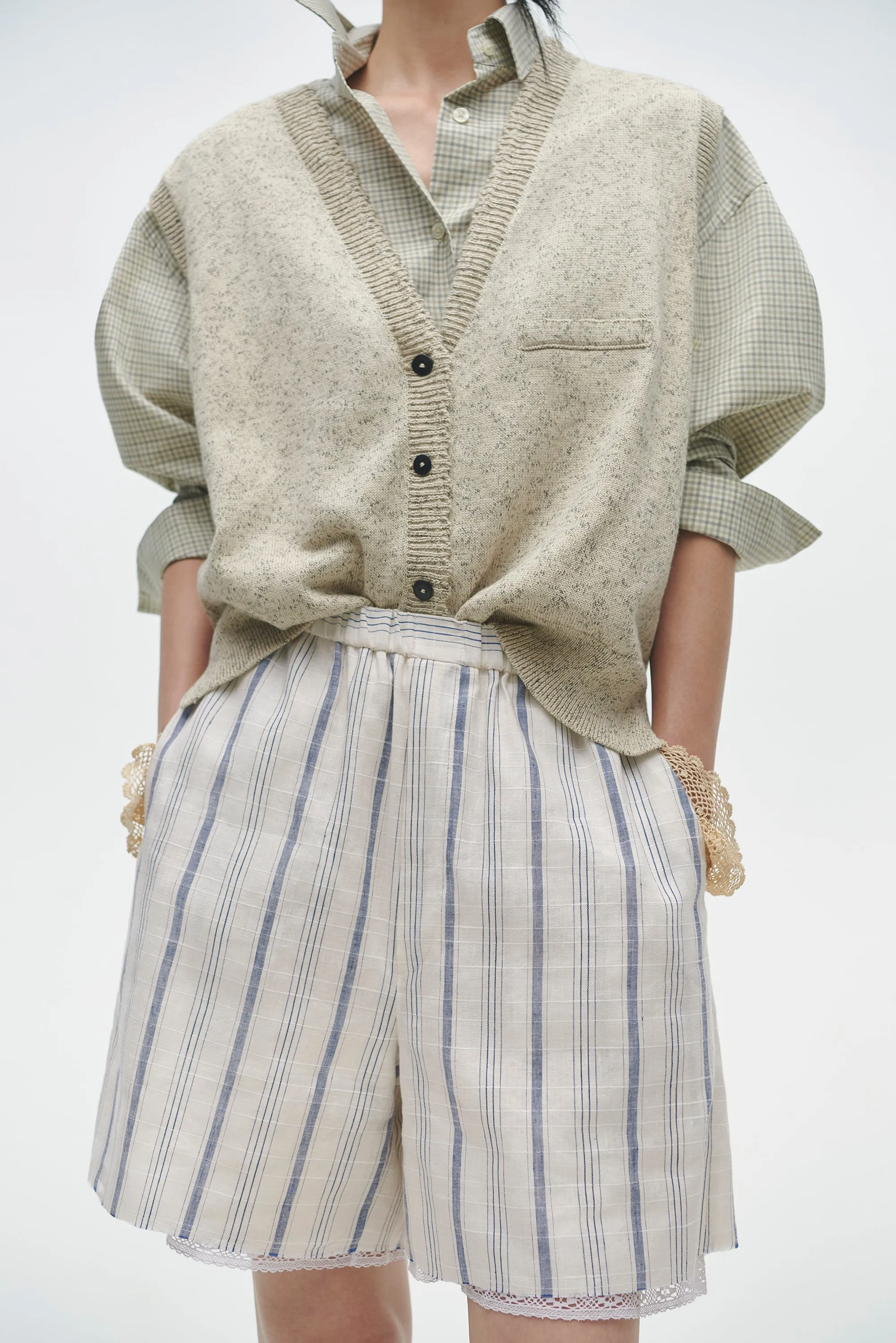 STRIPED BERMUDA WITH LACE sold by Cordera product image thumbnail 2