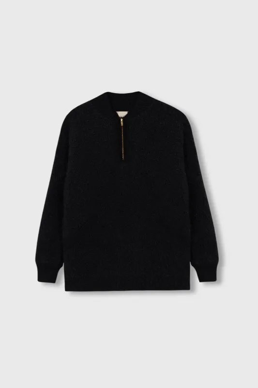 WOOL & MOHAIR POLO SWEATER BLACK made by Cordera