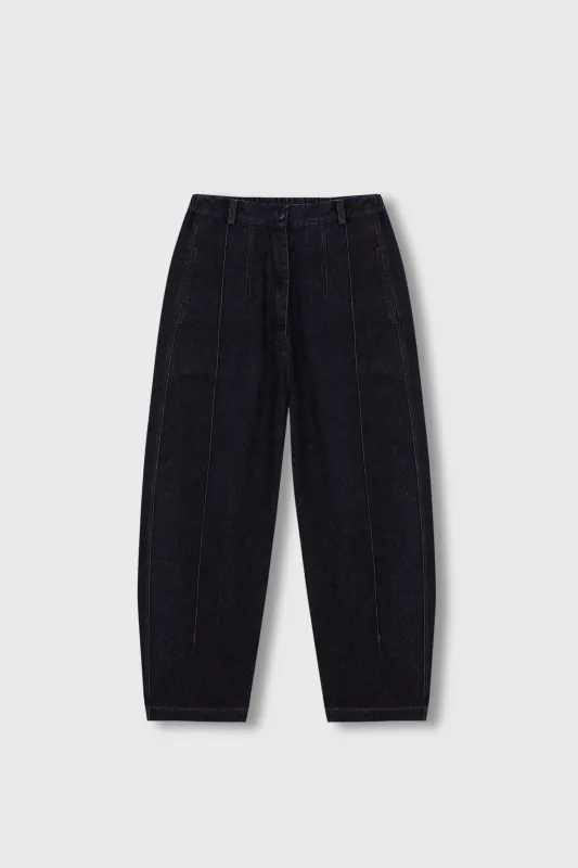 SEAM CURVED DENIM PANTS DARK NAVY sold by Cordera