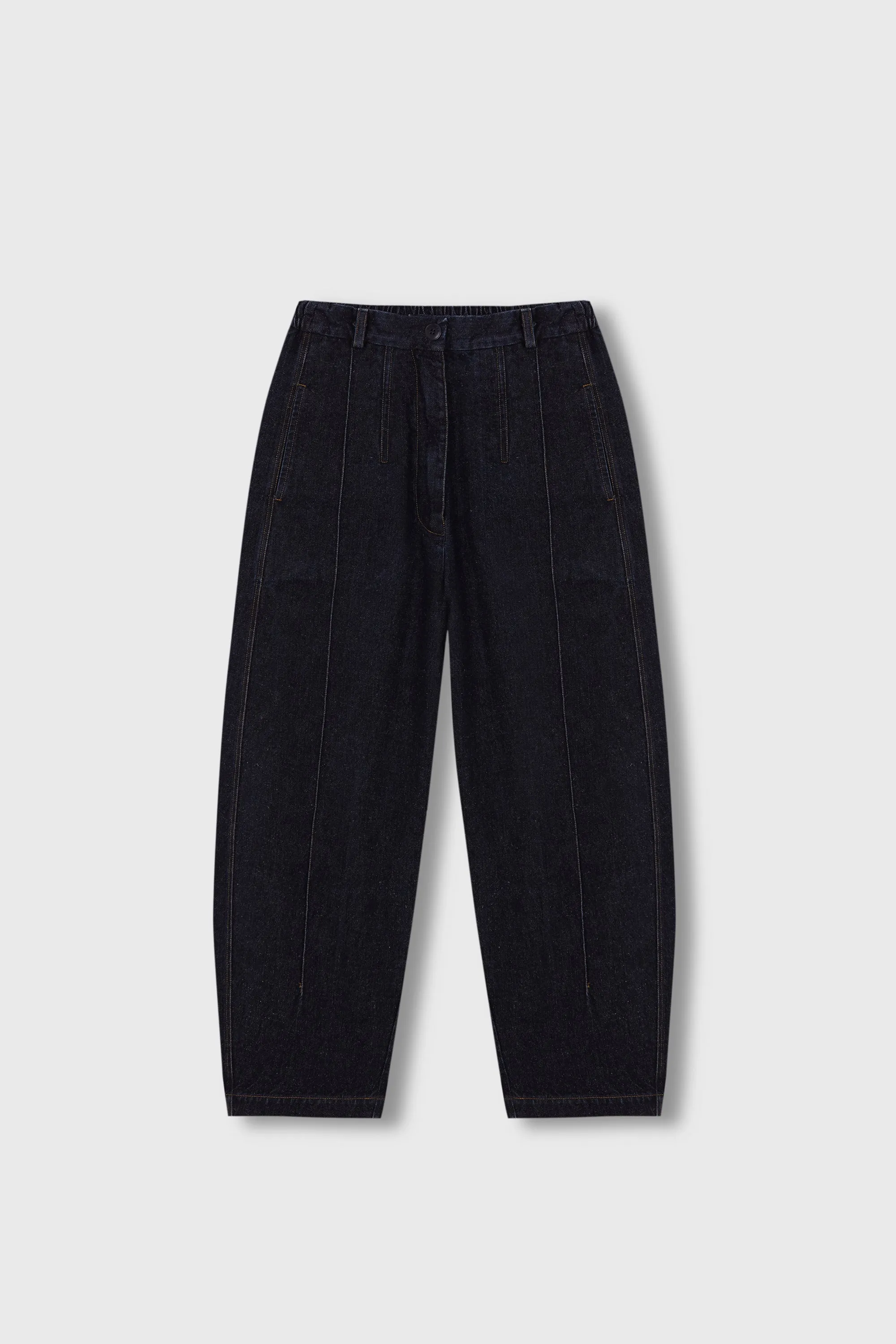 SEAM CURVED DENIM PANTS DARK NAVY sold by Cordera