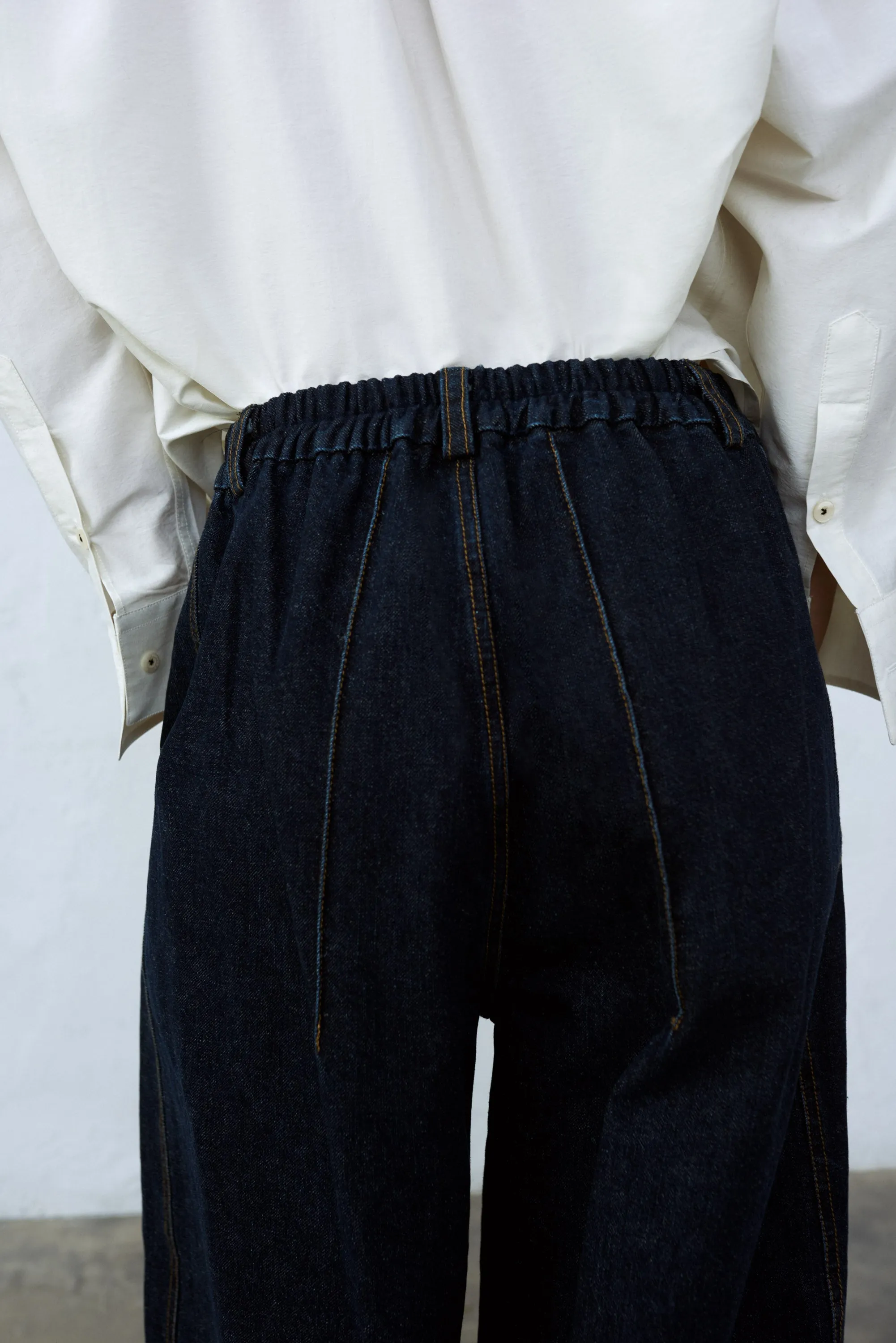 SEAM CURVED DENIM PANTS DARK NAVY sold by Cordera product image thumbnail 4