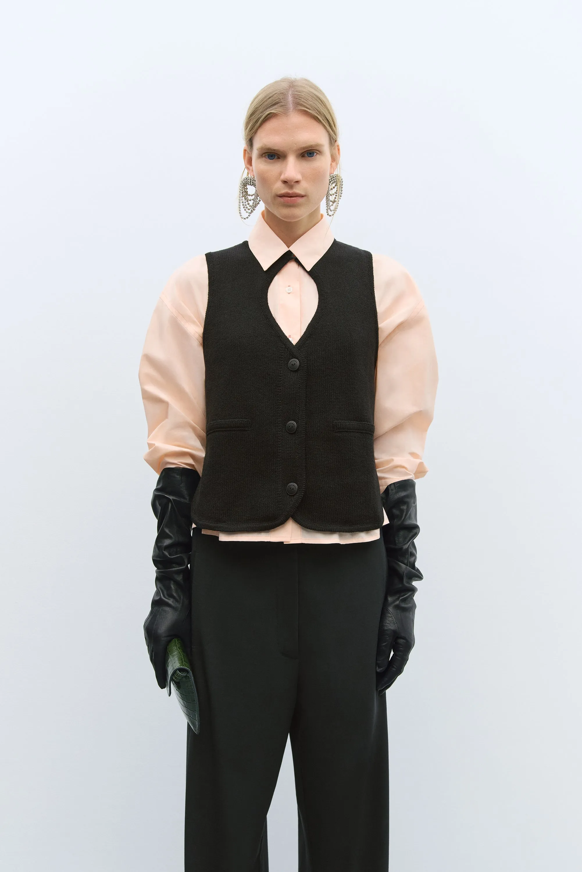 CUT-OUT BOAT NECK WAISTCOAT BLACK sold by Cordera