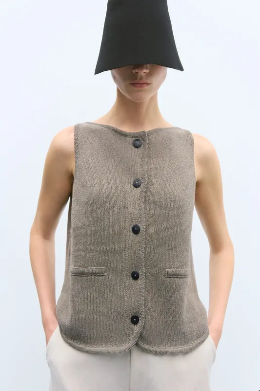 BOAT NECK WAISTCOAT TAUPE sold by Cordera