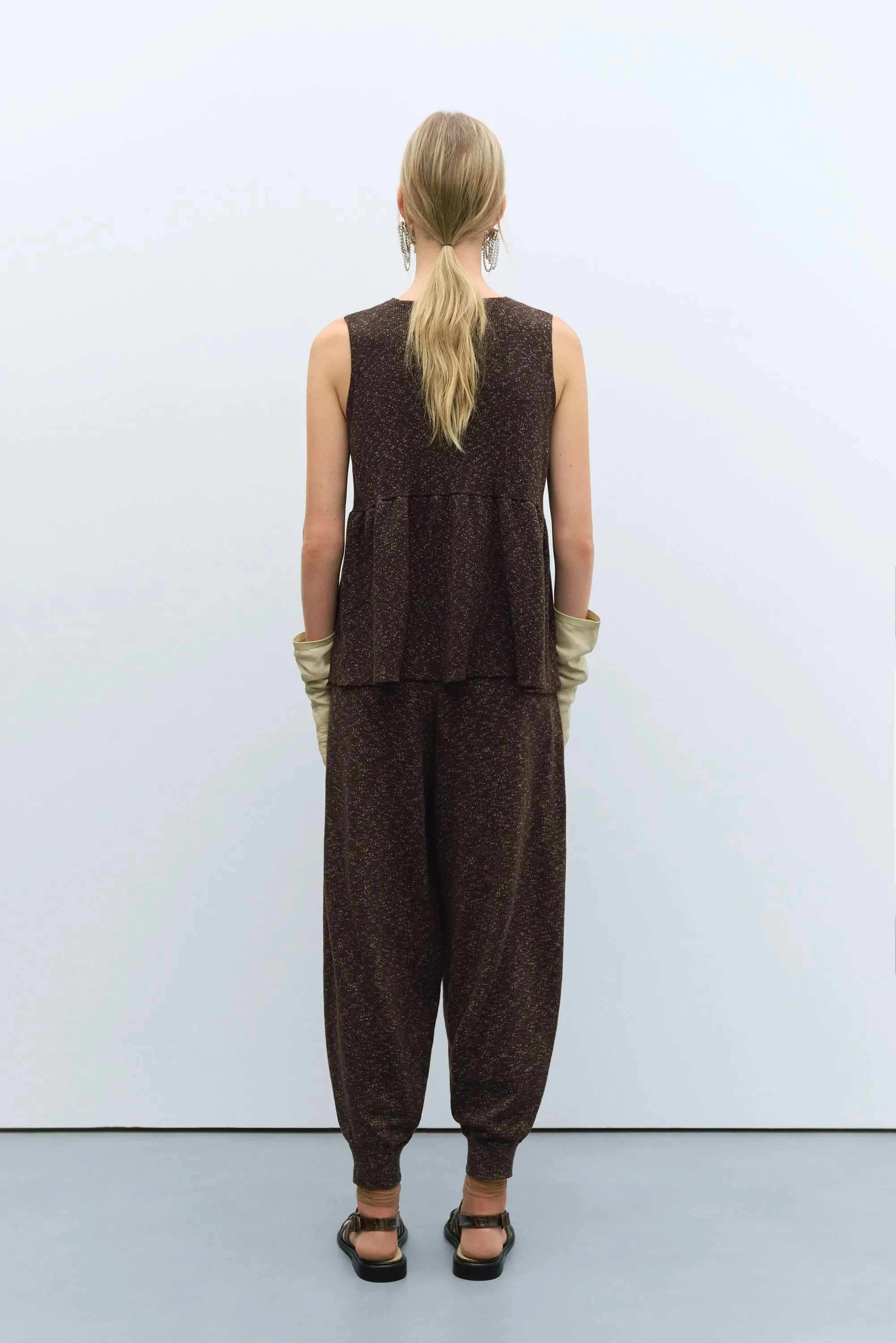 FLECKED COTTON PEPLUM TOP BROWN sold by Cordera product image thumbnail 3