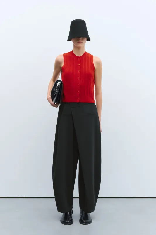 MERINO WOOL RIBBED WAISTCOAT RED made by Cordera
