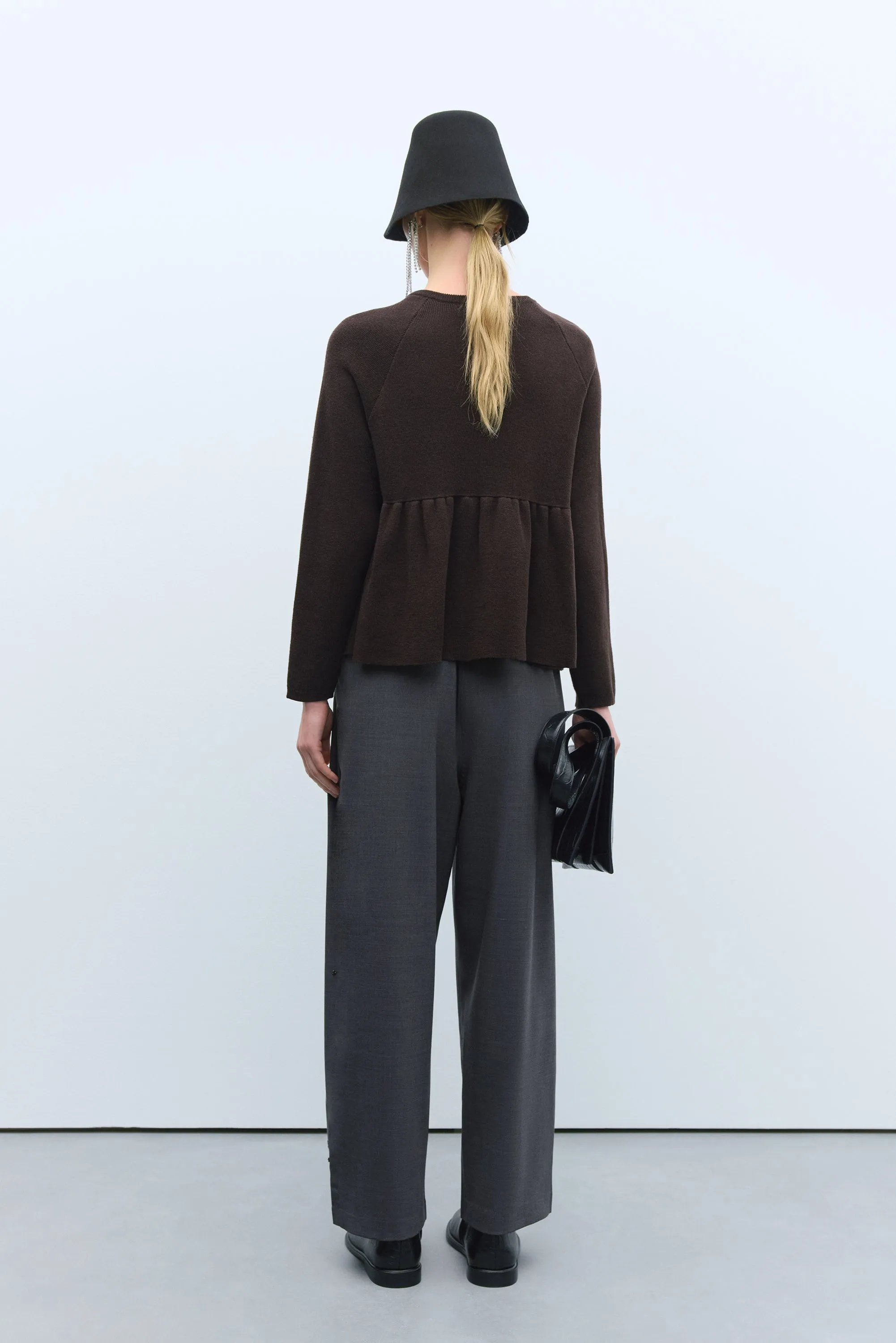 MERINO & CASHMERE PEPLUM TOP BROWN sold by Cordera product image thumbnail 3