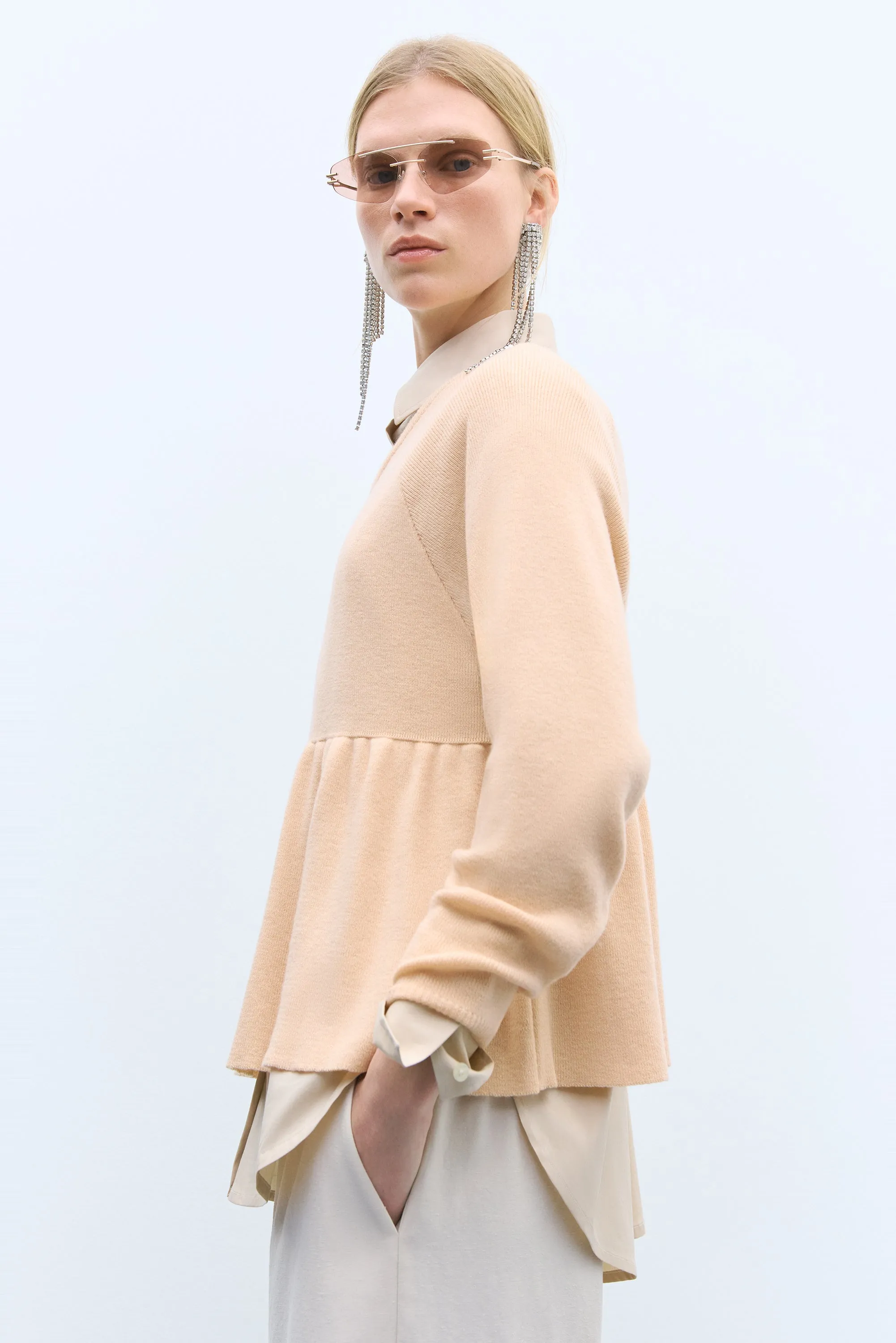 MERINO & CASHMERE PEPLUM TOP PEACH sold by Cordera product image thumbnail 2