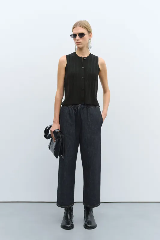 DENIM RELAXED PANTS BLACK sold by Cordera