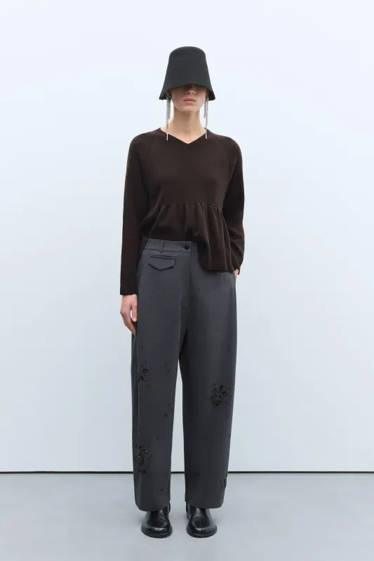 EMBELLISHED TAILORING PANTS GREY sold by Cordera