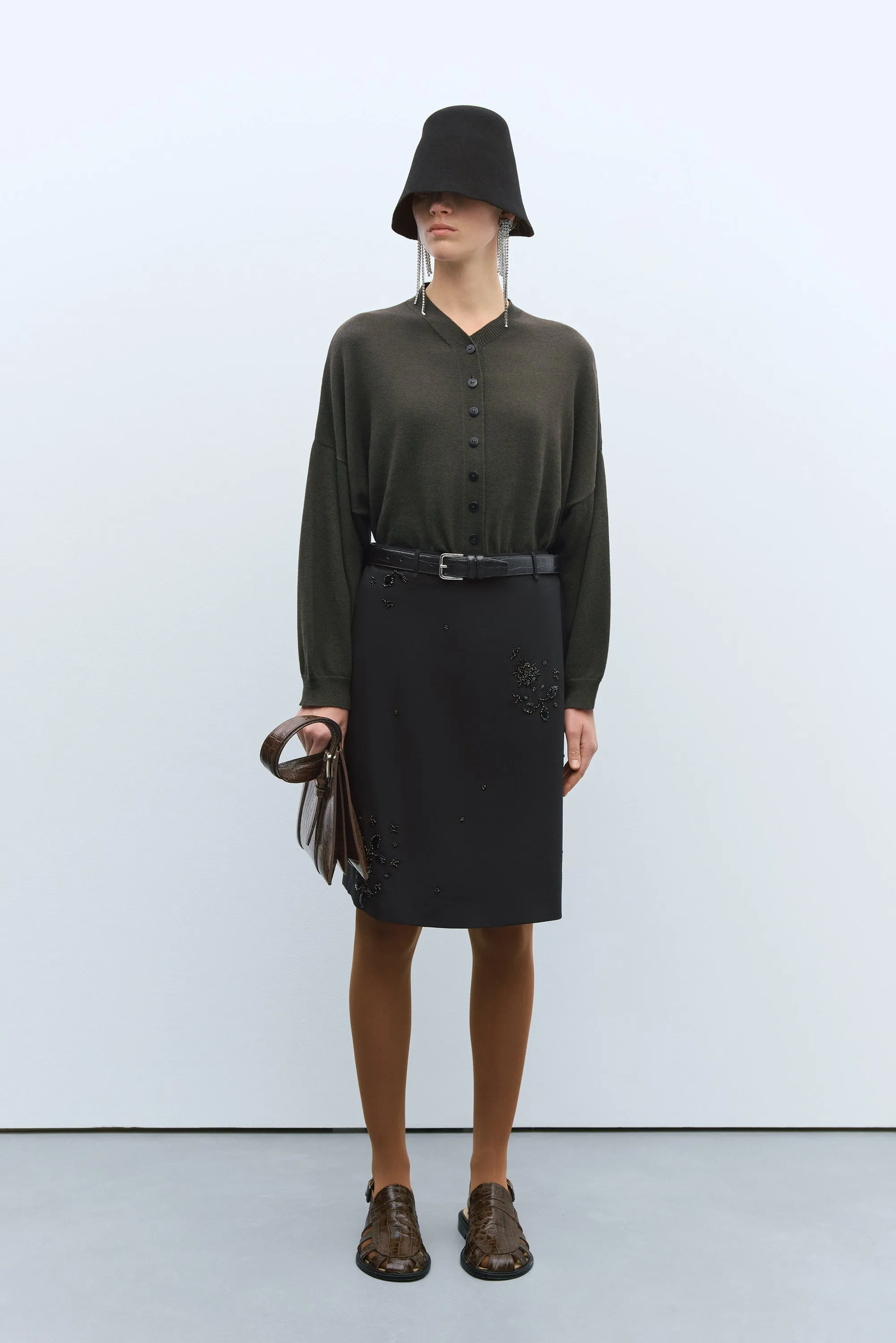 EMBELLISHED TAILORING SKIRT BLACK sold by Cordera