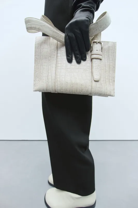 BUCKLE BAG CREAM CROCODILE sold by Cordera