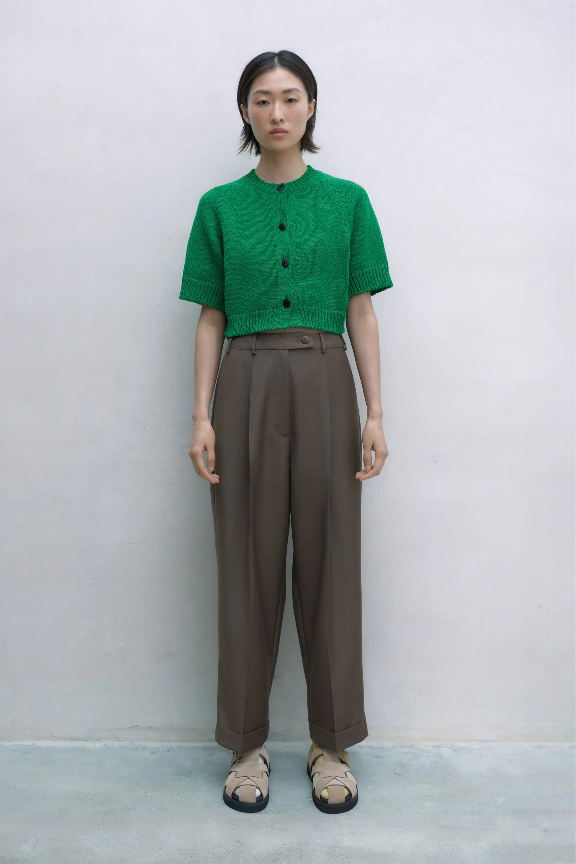 MOHAIR TAILORING MASCULINE PANTS TEAK sold by Cordera