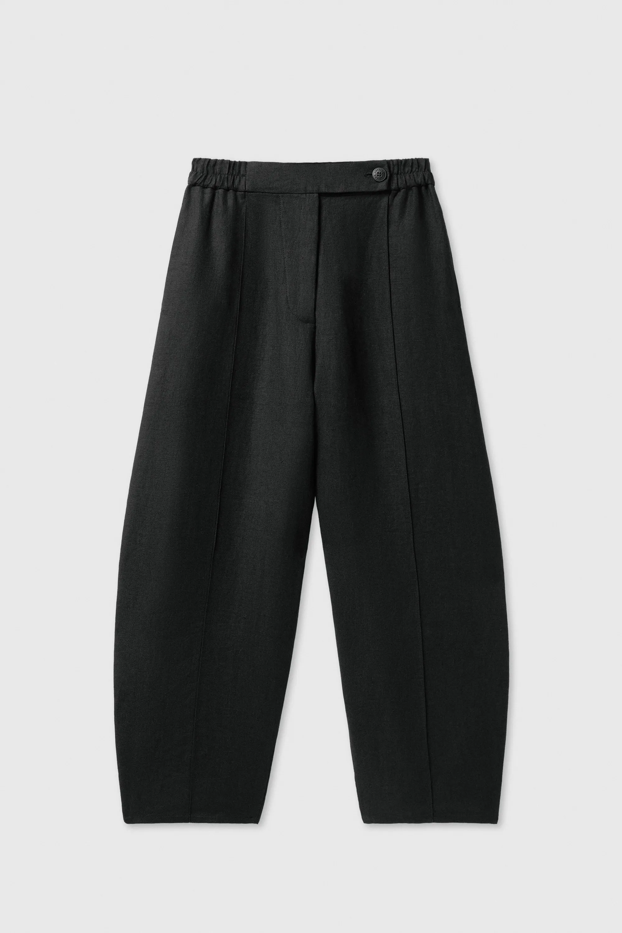 LINEN CURVED PANTS BLACK sold by Cordera
