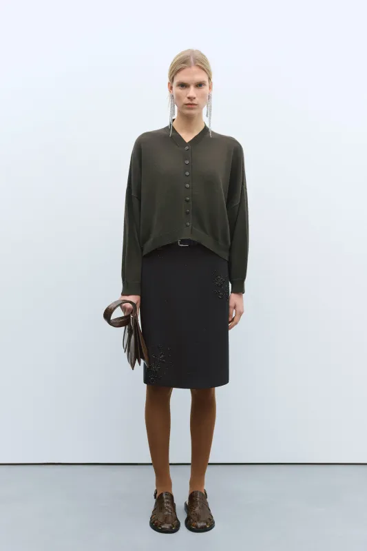 COTTON & CASHMERE CARDIGAN DARK MOSS sold by Cordera