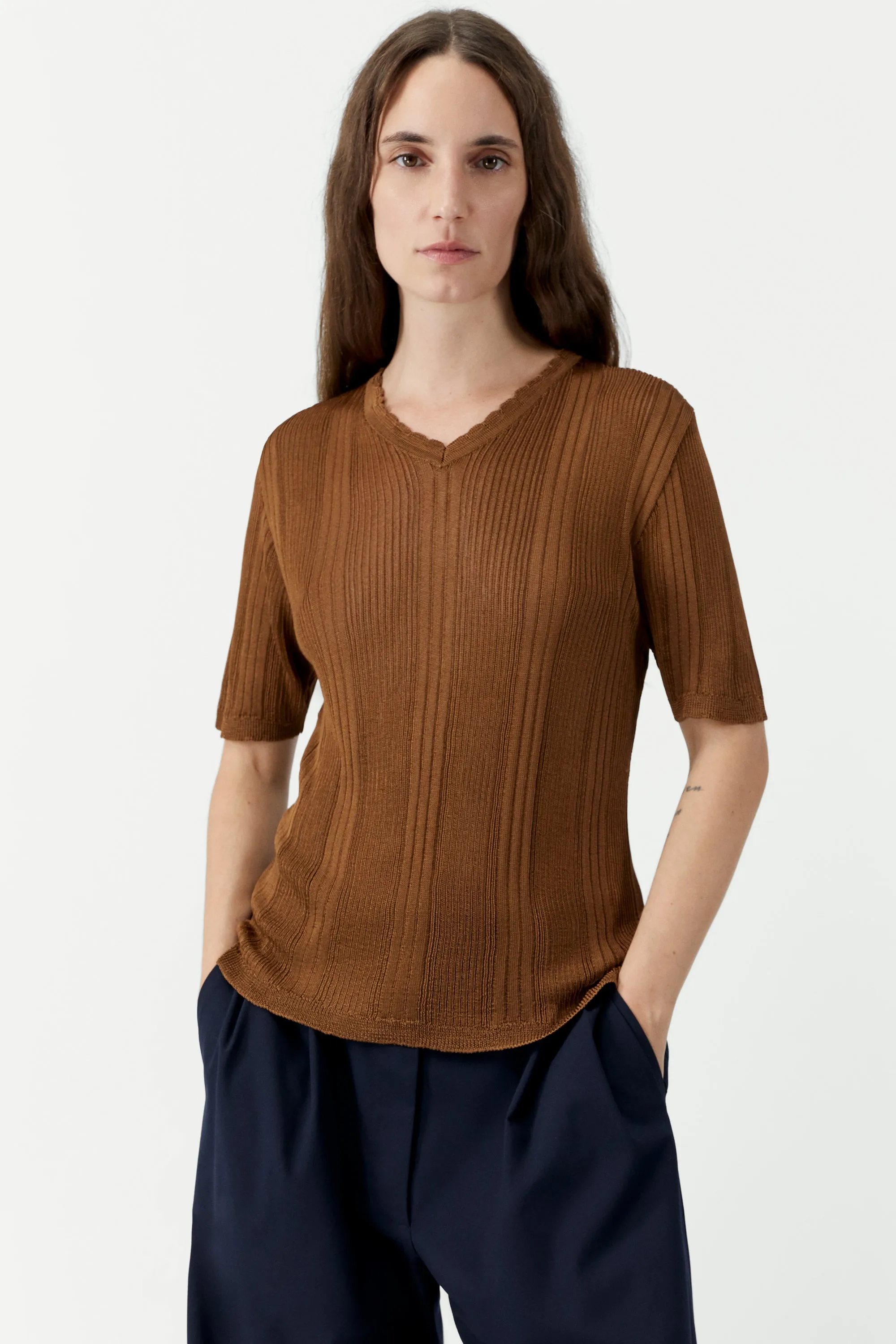 RIBBED KNIT T-SHIRT sold by Cordera product image thumbnail 2
