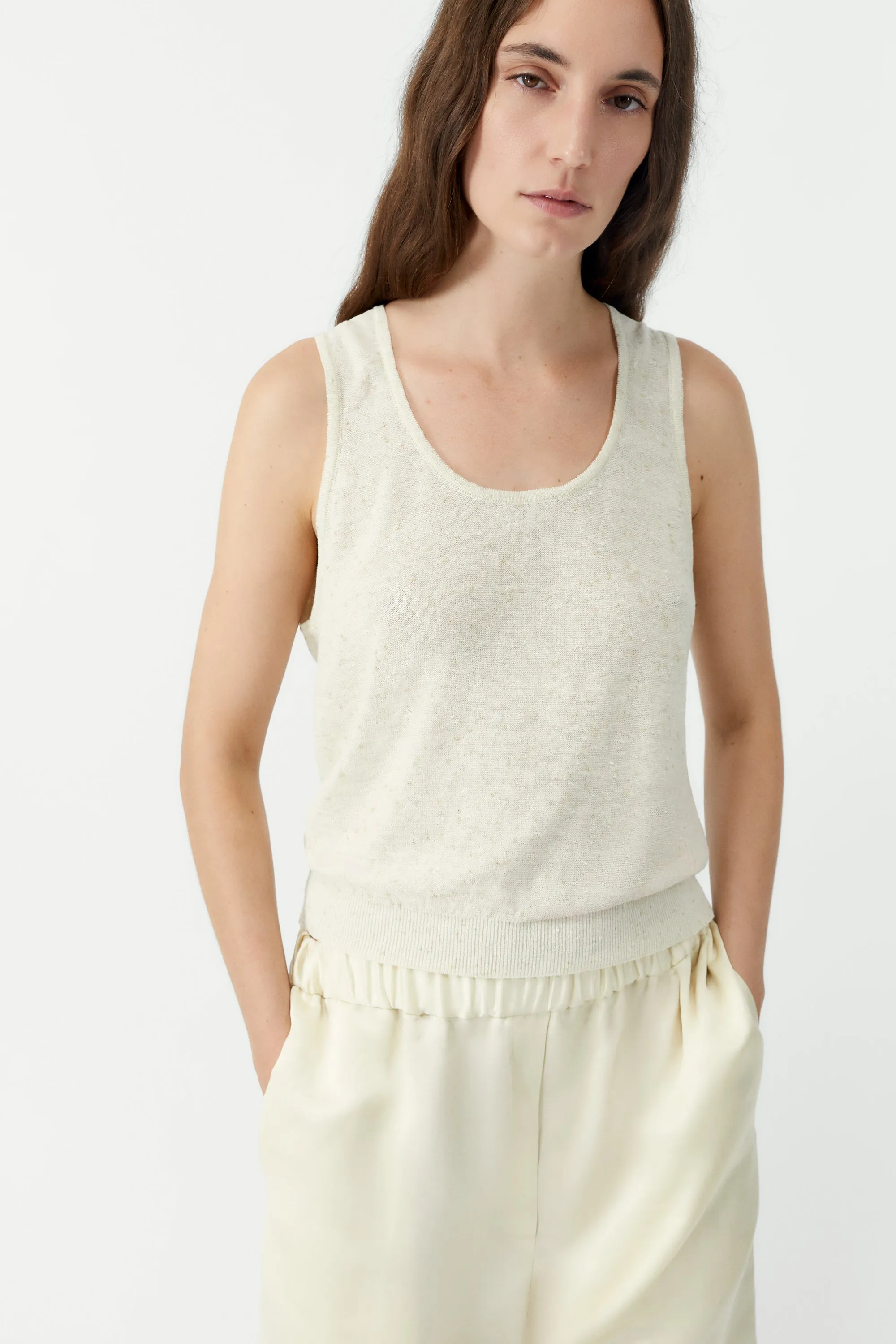 LINEN & COTTON FLECKED TANK TOP sold by Cordera product image thumbnail 2