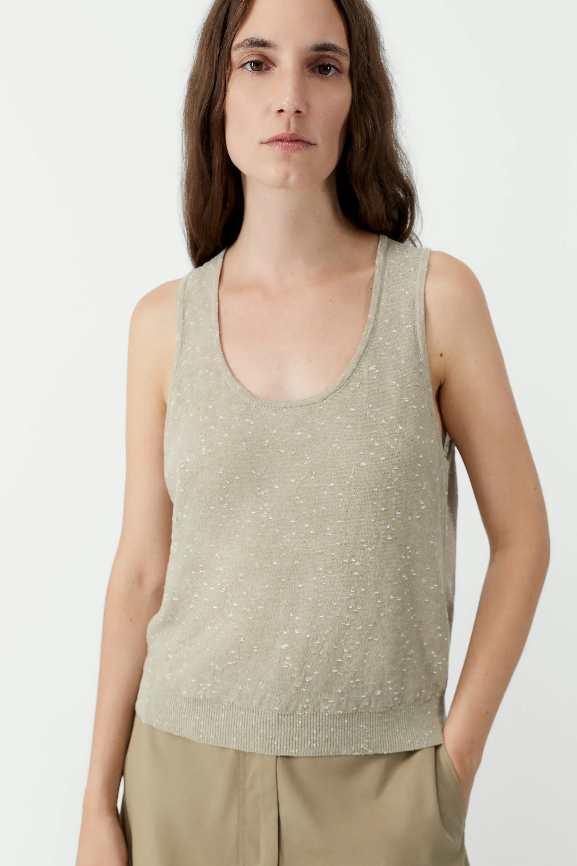 LINEN & COTTON FLECKED TANK TOP sold by Cordera product image thumbnail 2