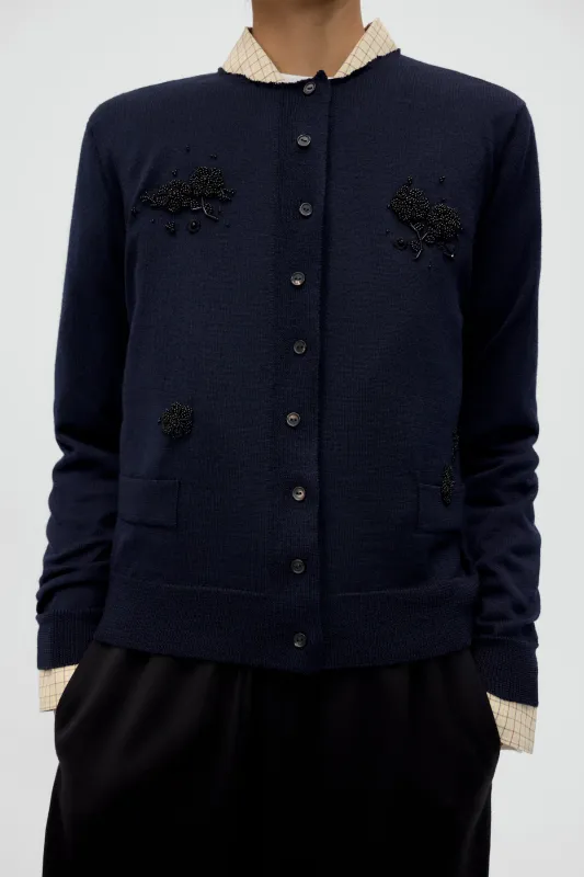 MERINO WOOL EMBELLISHED CARDIGAN made by Cordera