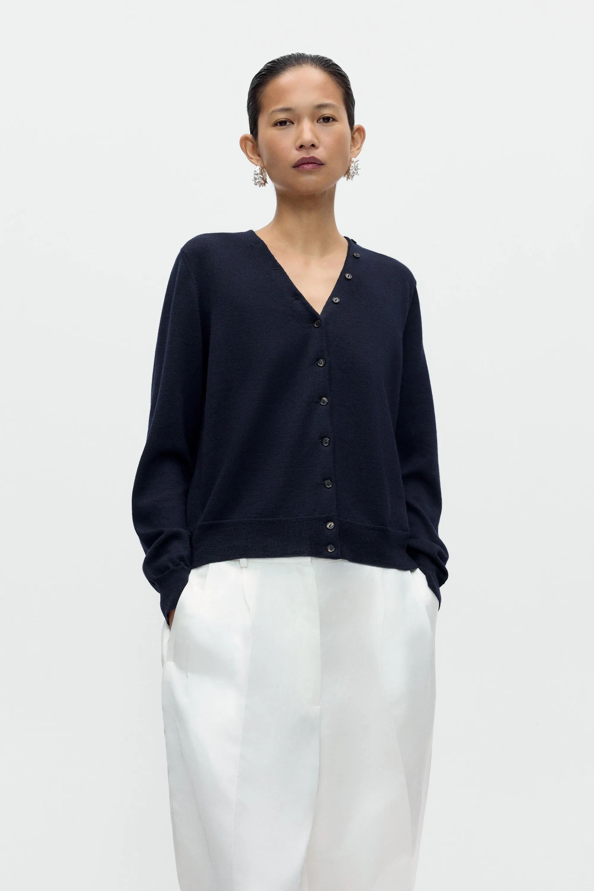 MERINO WOOL BUTTON CARDIGAN sold by Cordera