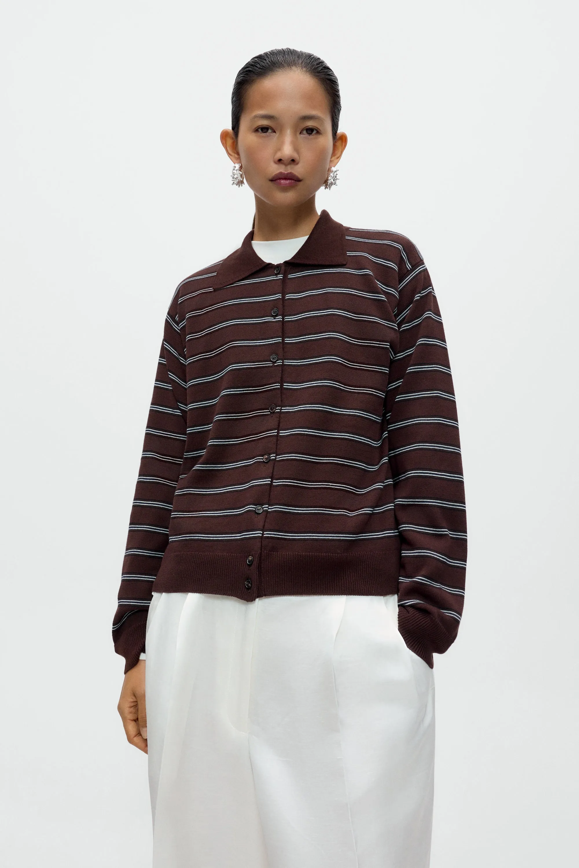 ORGANIC COTTON STRIPED POLO CARDIGAN sold by Cordera
