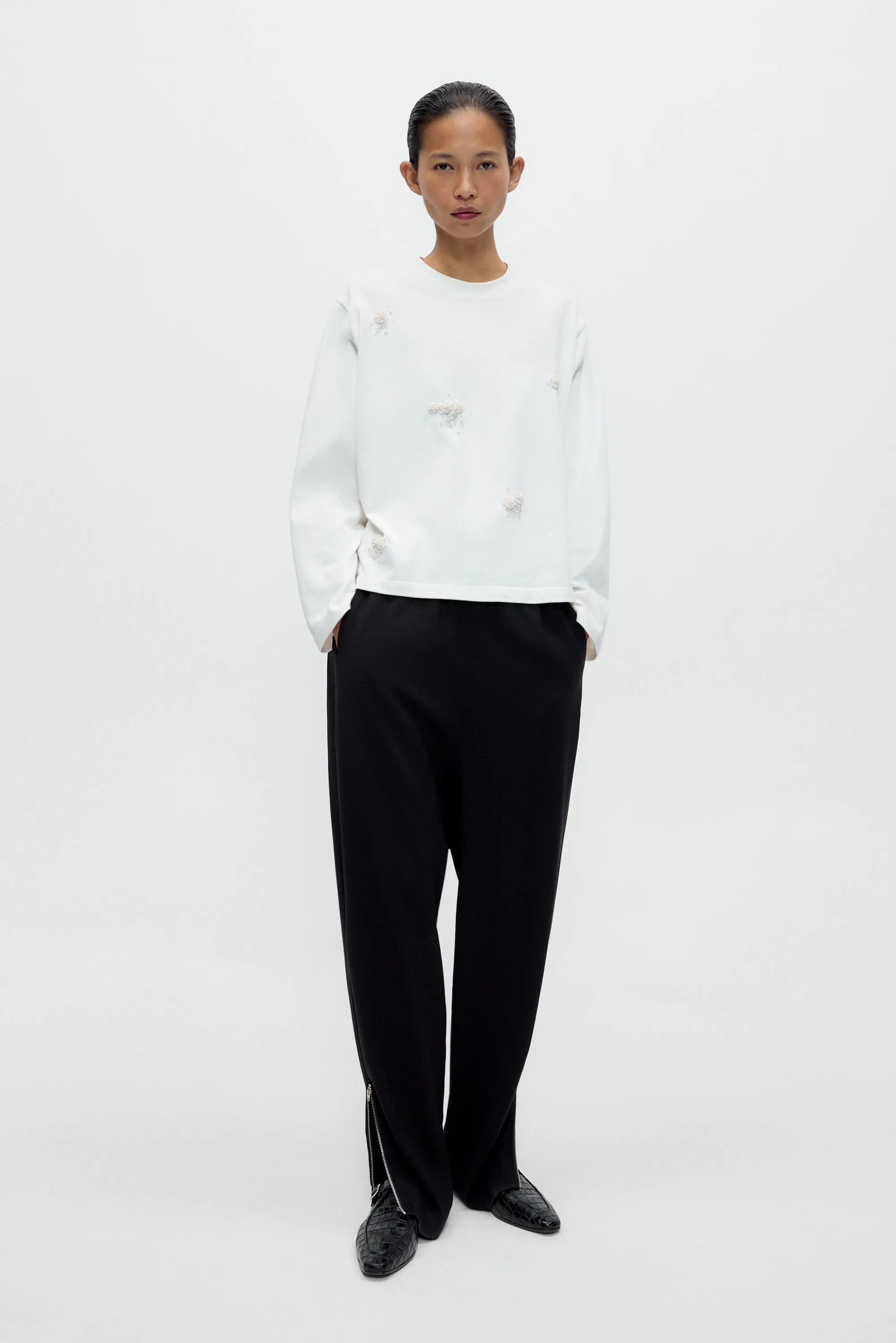 EMBELLISHED LONG-SLEEVE TEE sold by Cordera