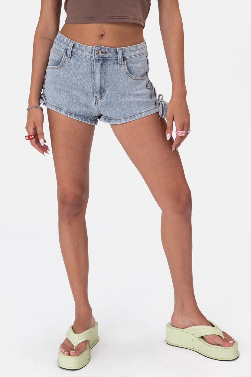 שורטס ג'ינס ניילד שרוכי קשירה sold by Adika product image thumbnail 2