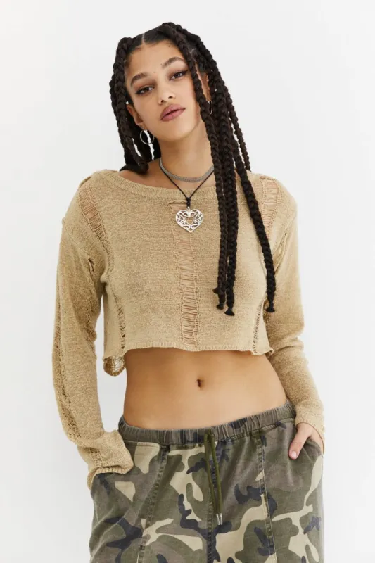 סריג קרופ Off Duty דיטיילז קרעים sold by Adika