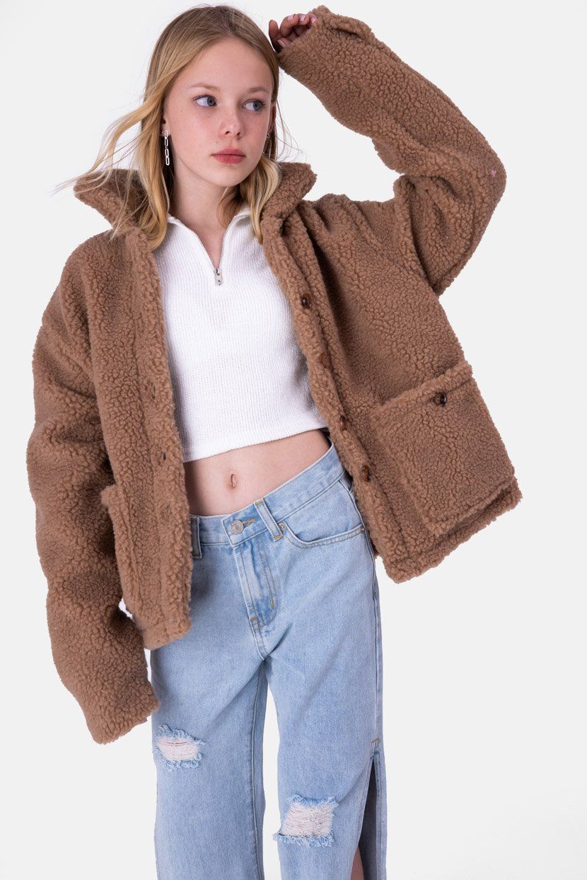 מעיל פרוותי TEDDY סגירת כפתורים sold by Adika