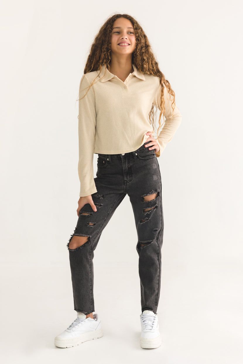 מכנסי ג'ינס מישל בשילוב קרעים sold by Adika