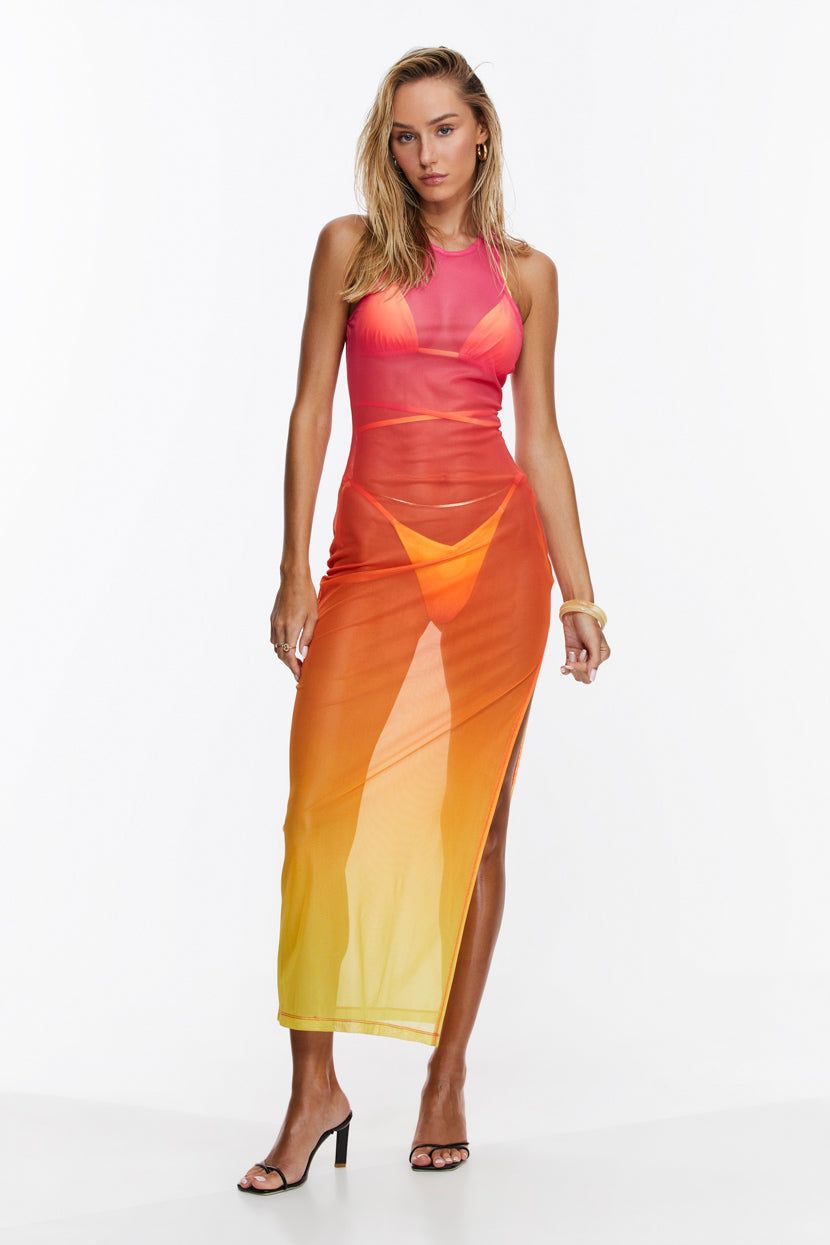 שמלת מקסי Tropical Sunset בשילוב שסע sold by Adika product image thumbnail 2