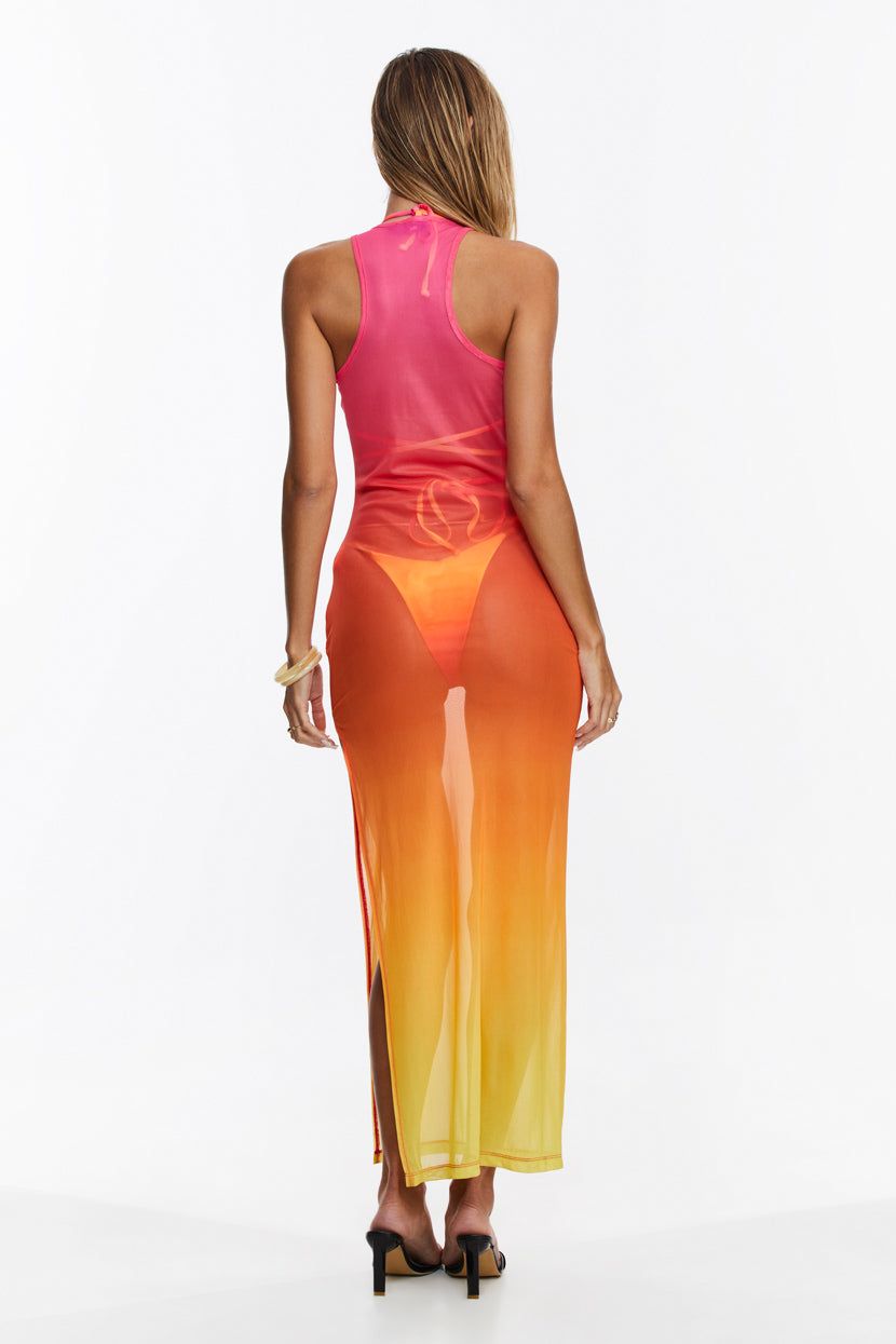 שמלת מקסי Tropical Sunset בשילוב שסע sold by Adika product image thumbnail 5