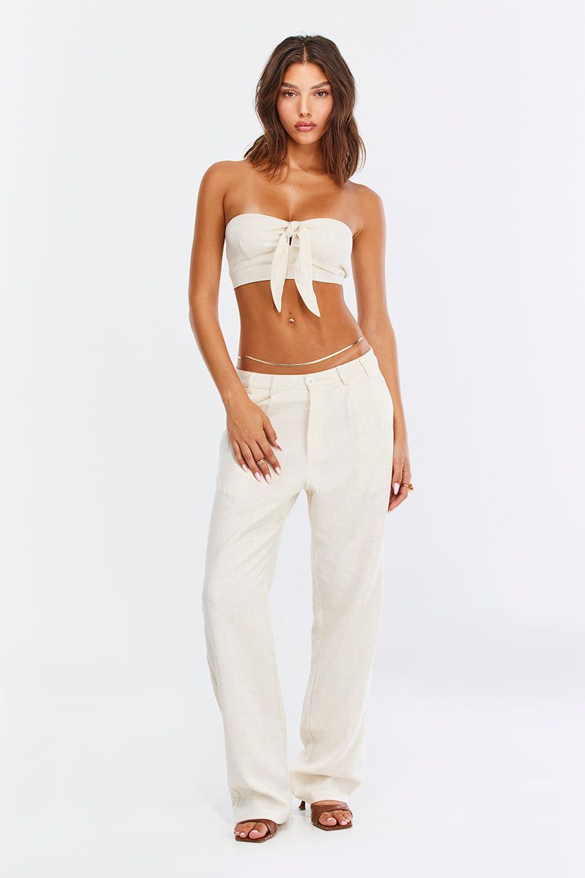 טופ סטרפלס Effortless Chic טקסטורת פשתן sold by Adika product image thumbnail 2