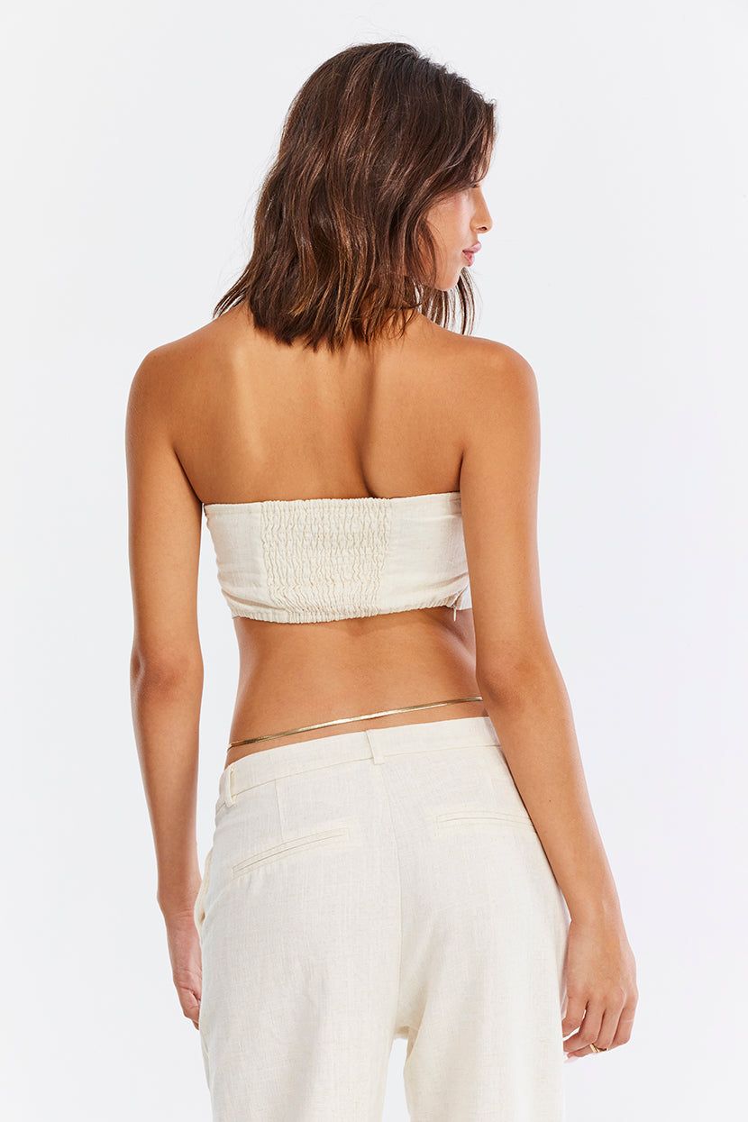 טופ סטרפלס Effortless Chic טקסטורת פשתן sold by Adika product image thumbnail 4