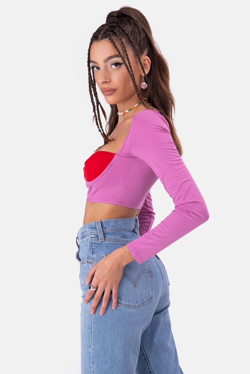 חולצת קרופ לייסון בשילוב קאפים sold by Adika product image thumbnail 4