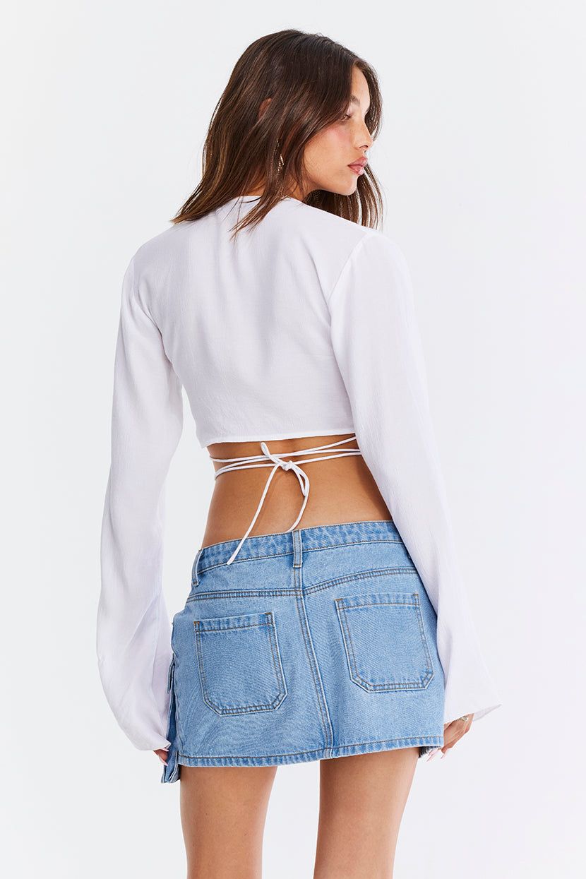 חולצת קרופ Lucky You שרוולים מתרחבים sold by Adika product image thumbnail 4