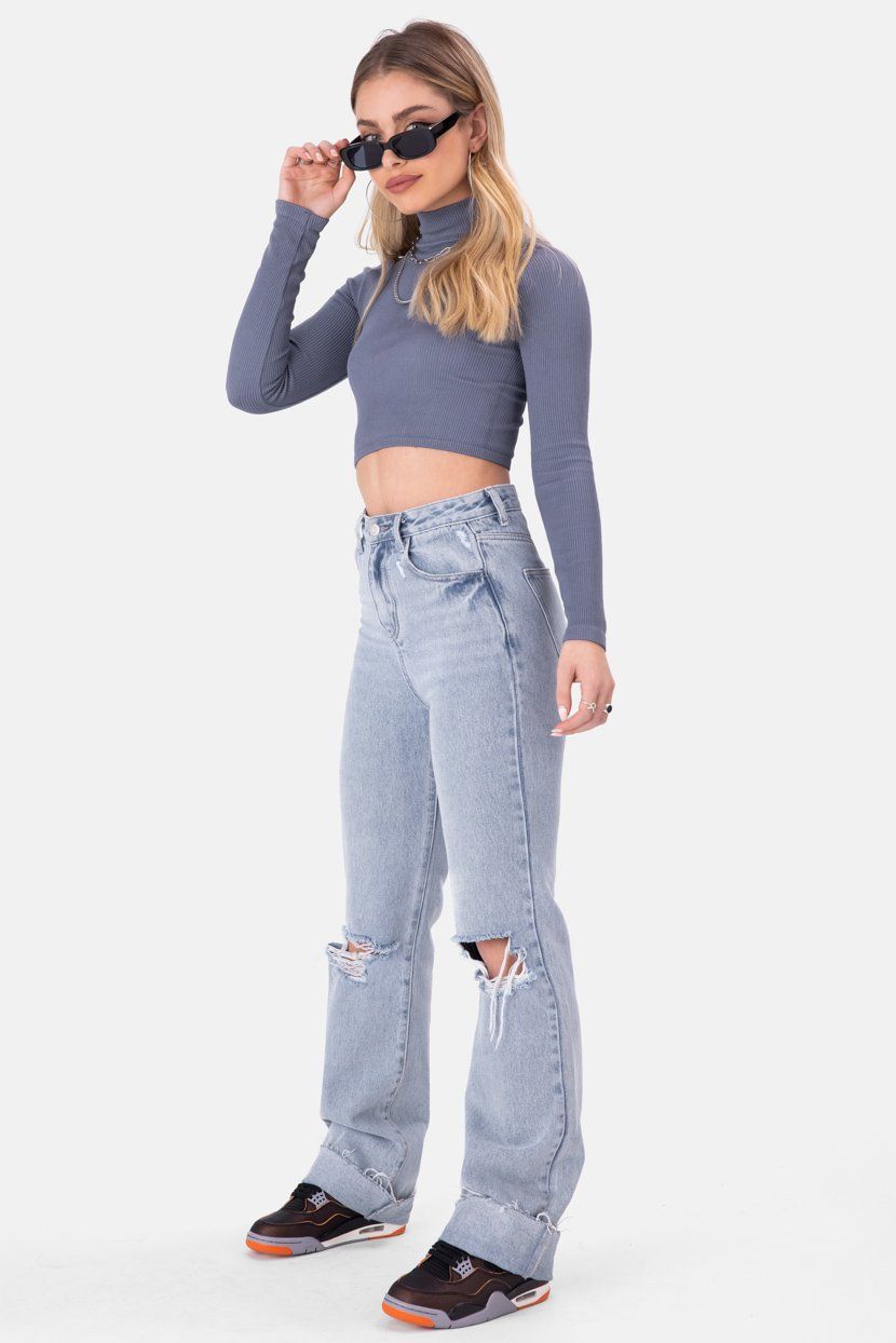 טופ קרופ ריב צווארון גולף | SEAMLESS sold by Adika product image thumbnail 2