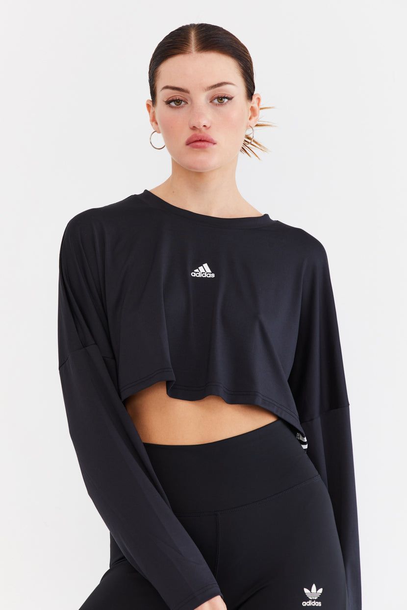 סווטשירט קרופ פתח בגב // adidas sold by Adika