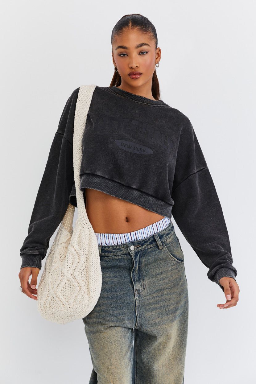 סווטשירט קרופ Little Italy שטיפת ווש sold by Adika