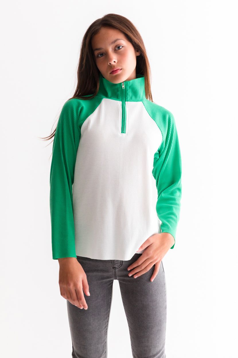 סווטשירט קולור-בלוק הלני צווארון גבוה sold by Adika