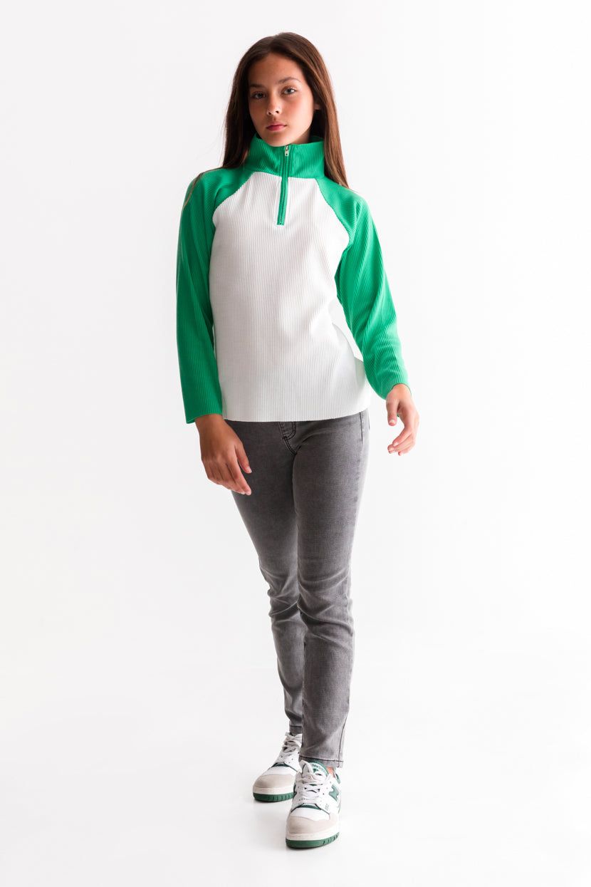 סווטשירט קולור-בלוק הלני צווארון גבוה sold by Adika product image thumbnail 3