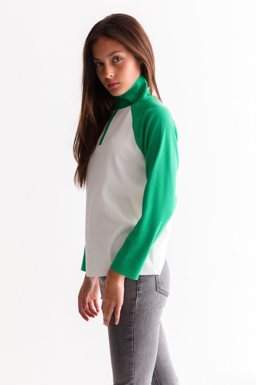 סווטשירט קולור-בלוק הלני צווארון גבוה sold by Adika product image thumbnail 4