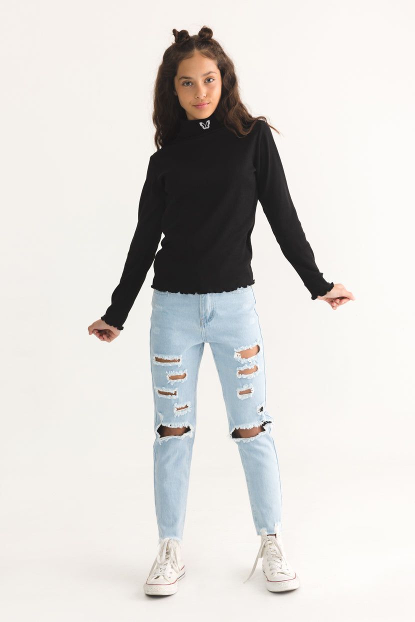 מכנסי ג'ינס מישל בשילוב קרעים sold by Adika