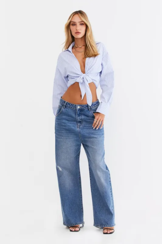 חולצת קשירה Out Of Work מחשוף עמוק sold by Adika