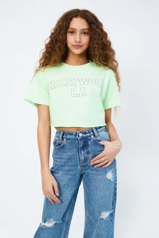 טי-שירט קרופ Hollywood סיומת גזורה sold by Adika