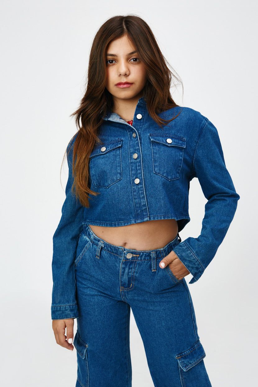 חולצה מכופתרת בלייק בד דנים sold by Adika